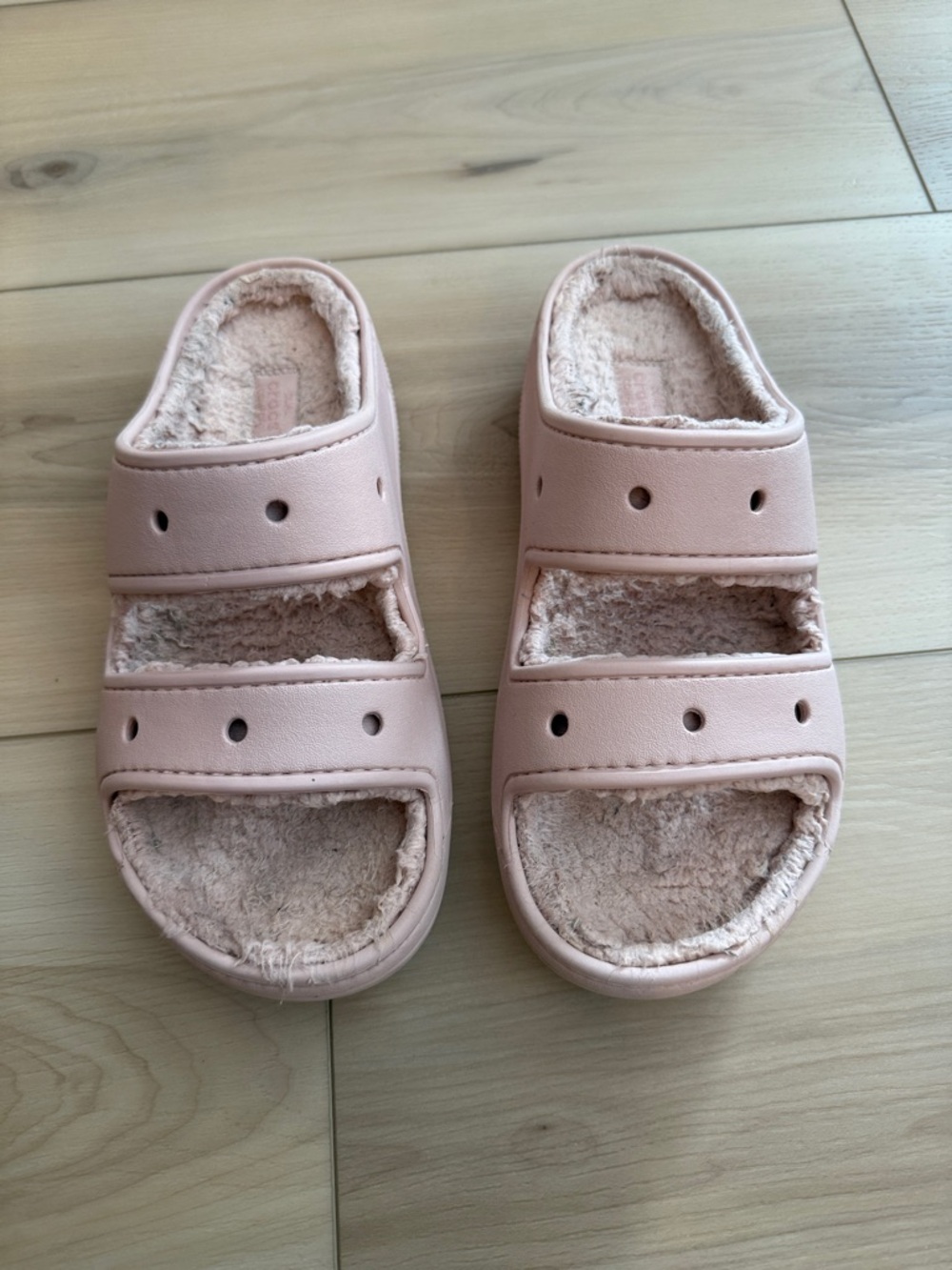 Crocs Classic Cozy Slide On Sandals Pink Clay Size 9 – Lined Platform